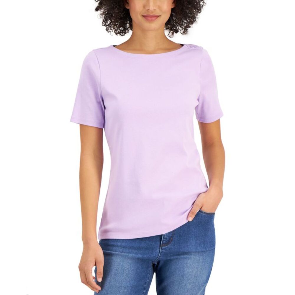 Charter Club Cotton Boat-Neck Top